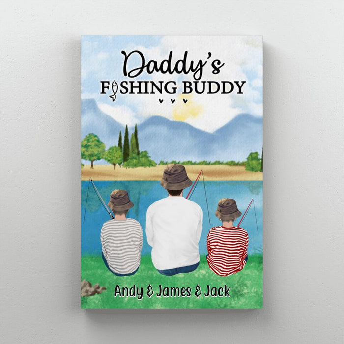 Daddy's Fishing Buddy - Personalized Gifts Custom Fishing Canvas for Kids for Dad, Fishing Lovers