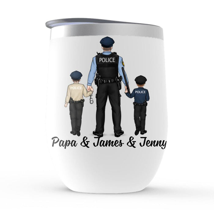 Daddy's Little Princess - Personalized Gifts Custom Police Officer Wine Tumbler for Dad, Police Officer Gifts