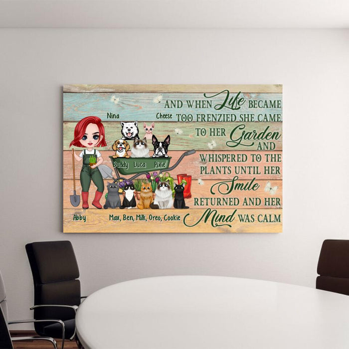 Up To 10 Pets And When Life Became Too Frenzied - Personalized Canvas For Her, Dog Mom, Cat Mom, Gardener