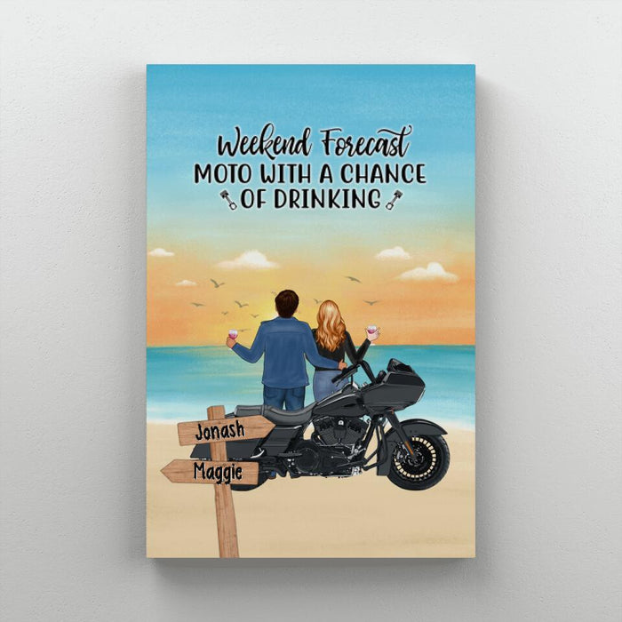 No Road Is Too Long When We Are Riding Together - Personalized Canvas For Motorcycle Lovers