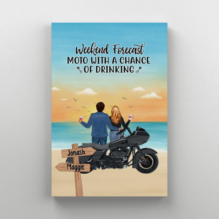 No Road Is Too Long When We Are Riding Together - Personalized Canvas For Motorcycle Lovers