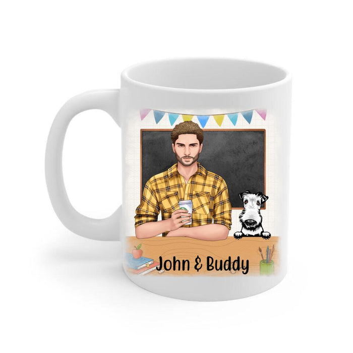 Kinda Busy Being a Teacher and a Dog Dad - Personalized Gifts Custom Dog Mug for Dog Dad, Dog Lovers