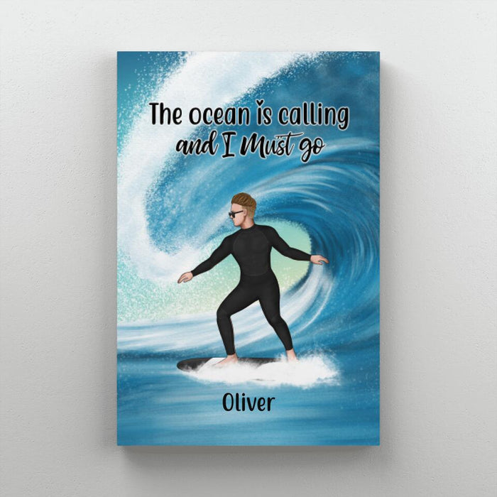 Personalized Canvas, Surfing Solo Sideview Custom Gift For Surfers