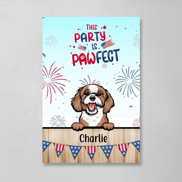 Personalized Canvas, Cute Dog And Cat Peeking For 4th Of July, Custom Gift For Dog Lovers, Cat Lovers