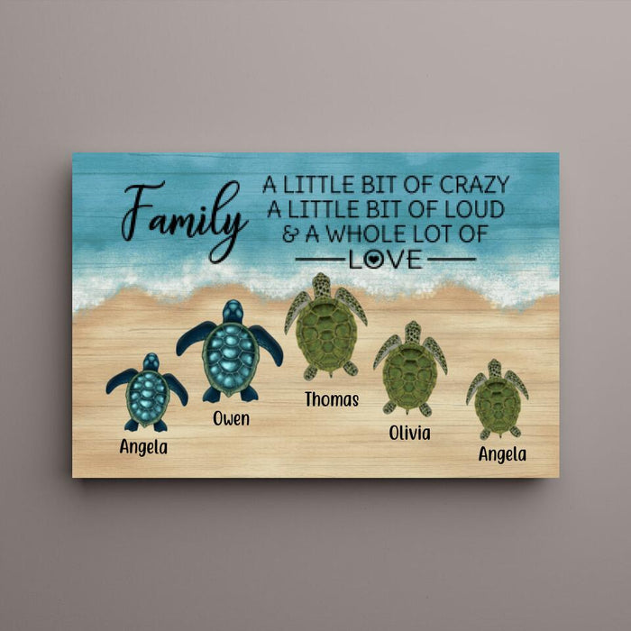 Personalized Canvas, Turtle Family On The Sea, Gifts For Sea Turtle Lovers