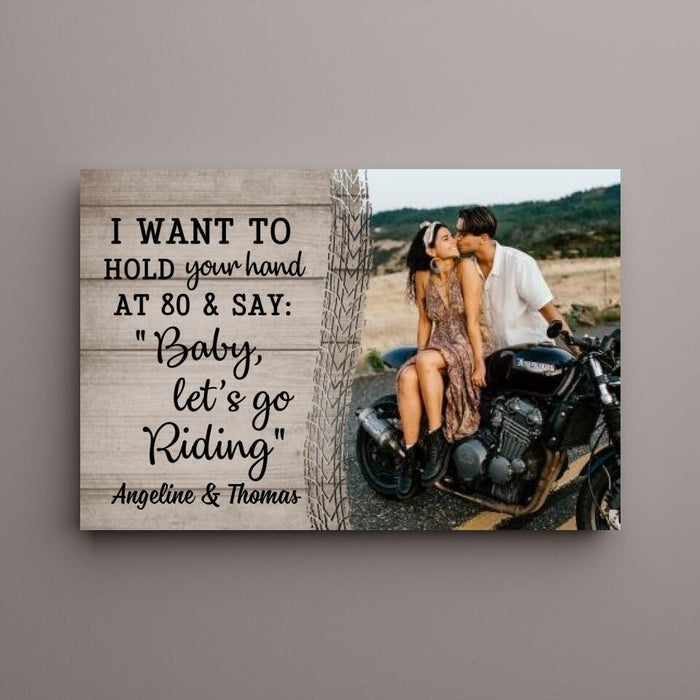 Personalized Canvas, Riding Couple Pictures, Photo Upload Gifts, Gift for Motorcycle Riders