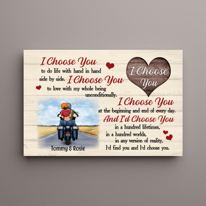 Personalized Canvas, I Choose You To Do Life With, Motorbike Couple, Trike Bike, Gifts For Motorcycle Lovers