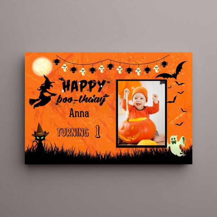 Personalized Canvas, Happy Boothday With Picture, Halloween Gift, Gift for Kid, Gift for Family