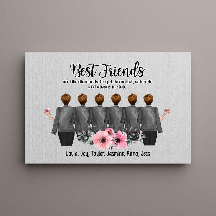 Personalized Canvas, Up To 6 Girls, Best Friends Are Like Diamonds, Gift For Sisters, Best Friends