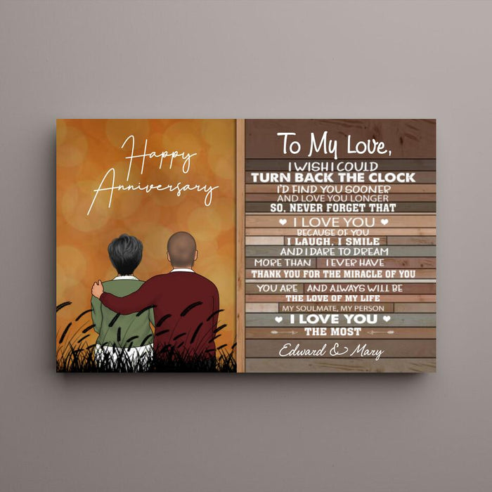 Personalized Canvas, To My Love Old Couple Sitting, Anniversary Gift, Gift for Couple, Parent