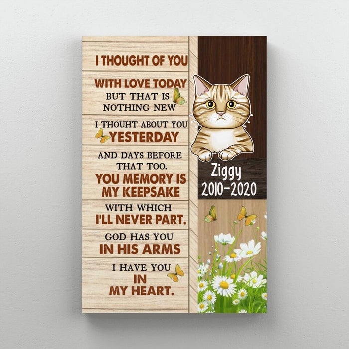 Personalized Canvas, I Thought Of You, Memorial Gift for Cat Loss, Gift for Cat Lover