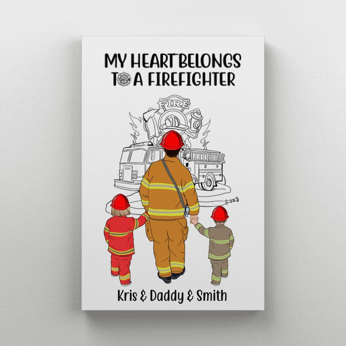 My Heart Belongs To A Firefighter - Personalized Gifts Custom Firefighter Canvas For Family For Mom, Firefighter Gifts