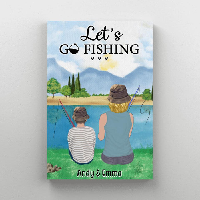 Let's Go Fishing Mom & Kids - Personalized Canvas For Mom, Kids, Family, Fishing