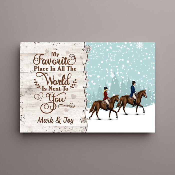 Personalized Canvas, Horse Riding Couple And Friends, Christmas Gift For Horse Lovers