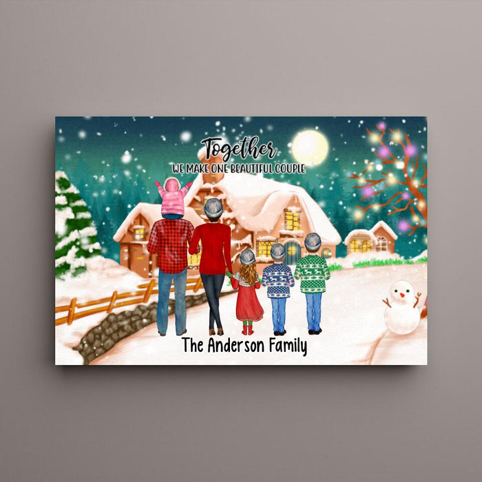 Personalized Landscape Canvas, Christmas Family Standing, Christmas Gift For Family