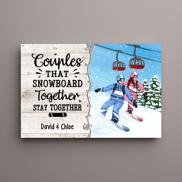 Personalized Canvas, Snowboarding Partners For Life, Couple & Friends, Gift For Snowboarders