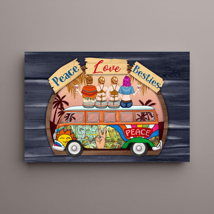 Personalized Canvas, Hippie Girls On Bus, Gift for Hippie Lovers