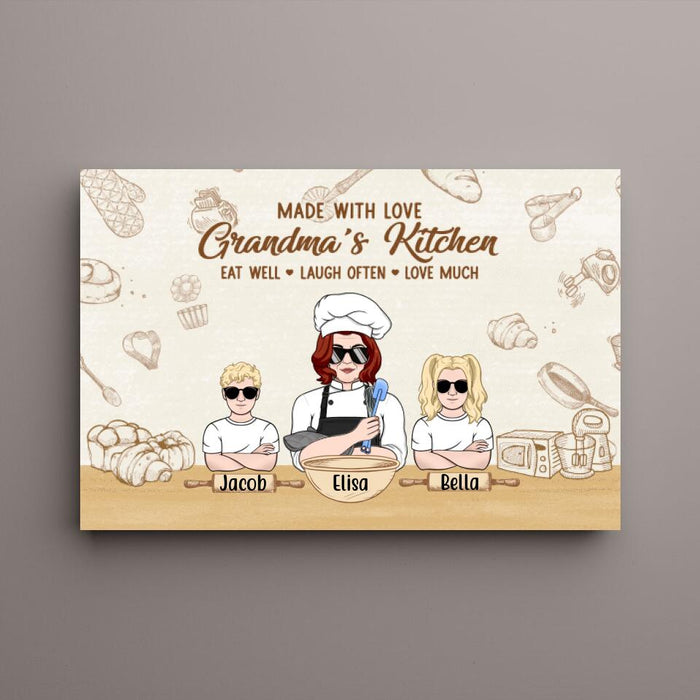 Personalized Canvas, Grandma's Kitchen, Grandma Cooking With Kids, Gift For Mother, Grandmother, Family