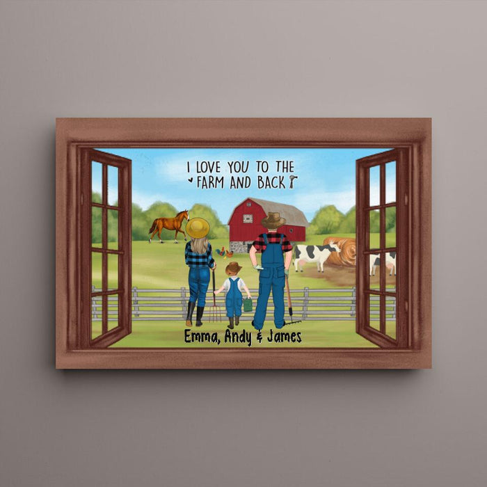 Farming Couple With Kids - Personalized Canvas For The Family, Her, Him, Farmer