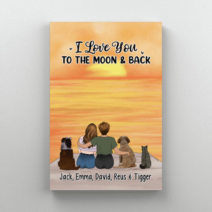 Love You To The Moon And Back - Personalized Canvas For Dog Lover, Cat Lover