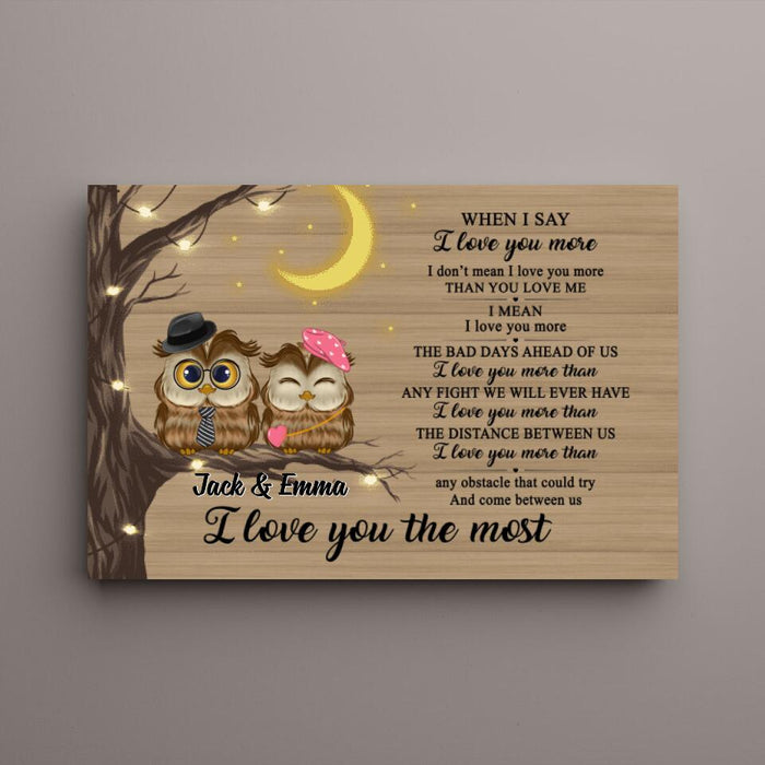 I Love You The Most - Personalized Canvas For Couples, Him, Her, Owl