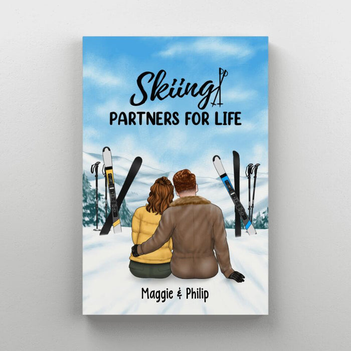 Skiing Partners For Life - Personalized Canvas For Couples, For Her, For Him, Skiing