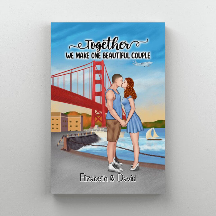 Golden Gate Bridge Couple - Personalized Canvas For Couples, Valentine's Day