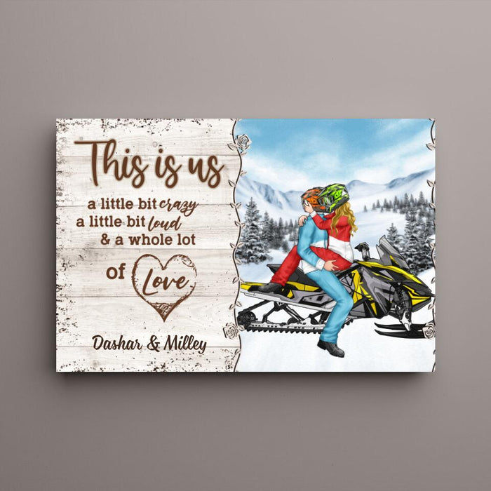 Kissing Snowmobiling Couple - Personalized Canvas For Him, For Her