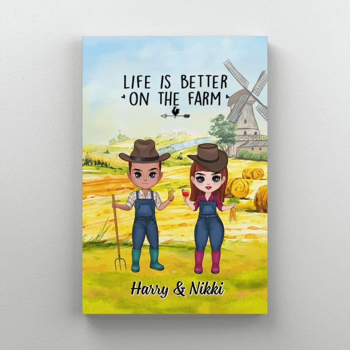 Life Is Better On The Farm - Personalized Canvas For Him, Her, Couples, Friends, Farmer