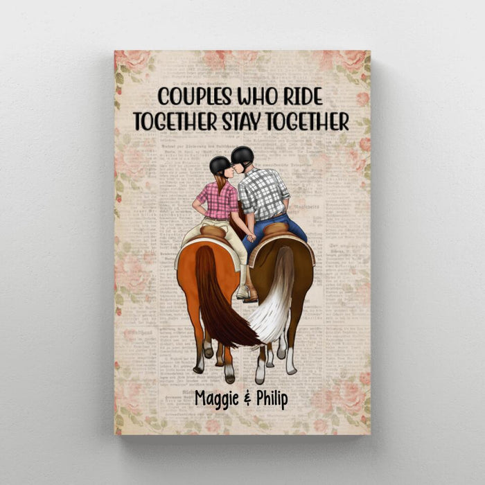 Couples Who Ride Together - Personalized Canvas For Couples, Horseback Riding, Horse Lovers