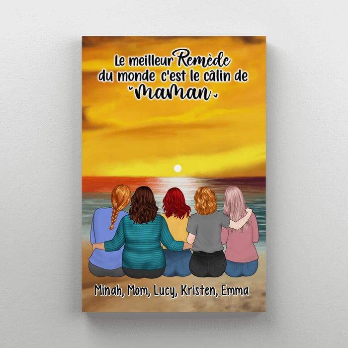 Le Meilleur Remède Du Monde C'est Le Câlin De Maman - Personalized Canvas For Mom, Daughters, Mother's Day