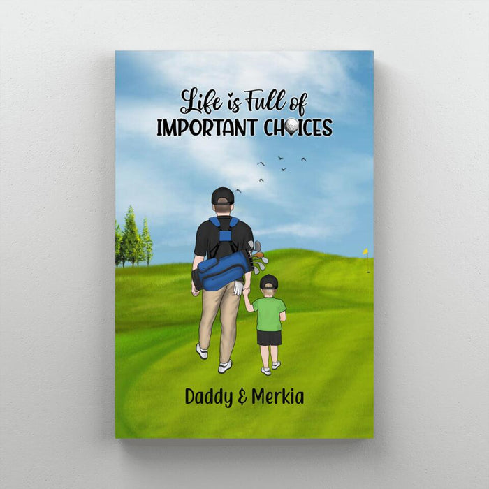 Personalized Canvas, Parents And Kids Golf Partners, Gift For Family And Golf Lovers