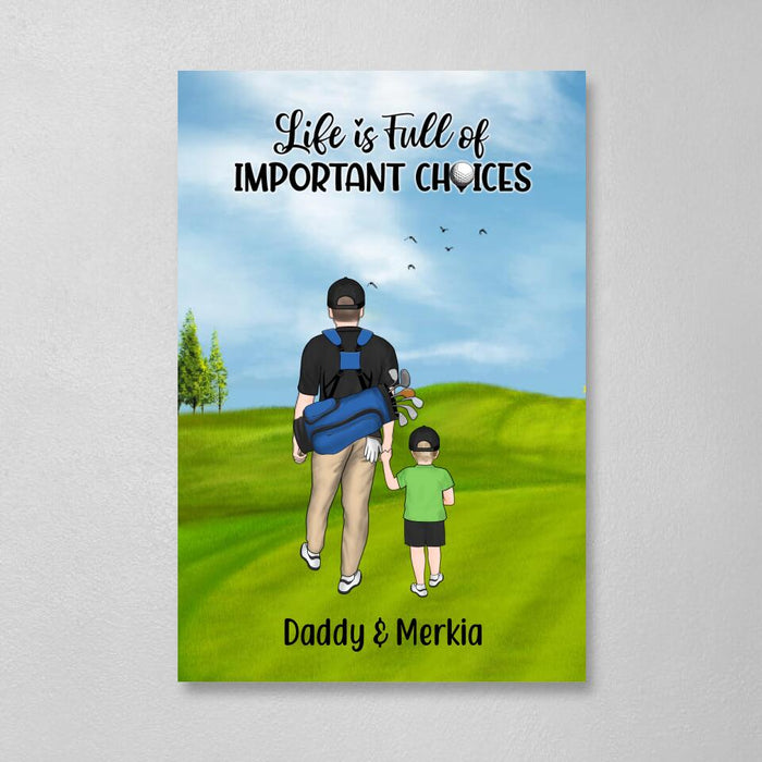 Personalized Canvas, Parents And Kids Golf Partners, Gift For Family And Golf Lovers