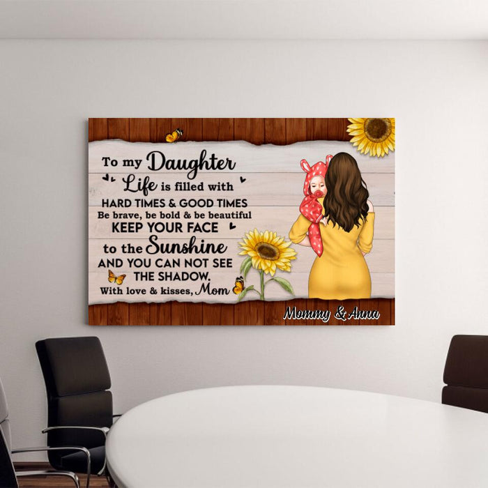 To My Daughter With Love & Kisses - Personalized Canvas For Her, Daughter, Mom