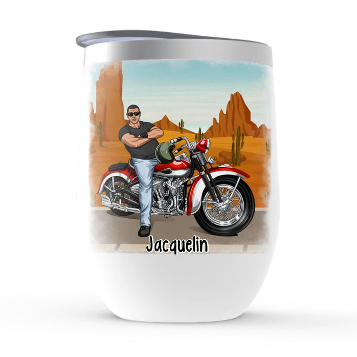 Still Ride a Motorcycle in My Sixties - Personalized Gifts Custom Motorcycle Wine Tumbler for Grandpa, Motorcycle Lovers