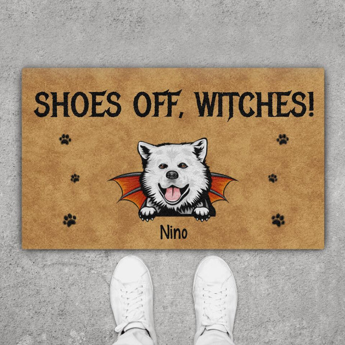 Shoes Off Witches - Personalized Gifts Custom Dog Doormat for Dog Mom, Dog Dad, Dog Lovers