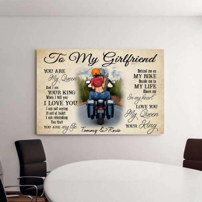 Personalized Canvas, Motorcyle Couple, Gift for Biker  Wife, Motorcycle Lovers, Riding Couple