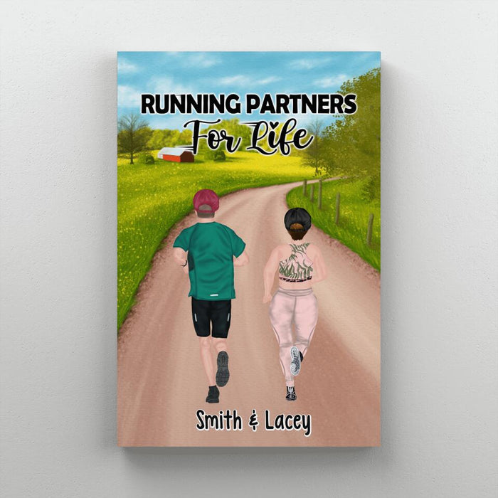 Running Partners For Life - Personalized Canvas, Gift For Running Couples, Runners