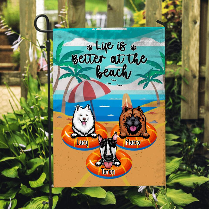 Life Is Better At The Beach - Personalized Garden Flag For Dog Lovers