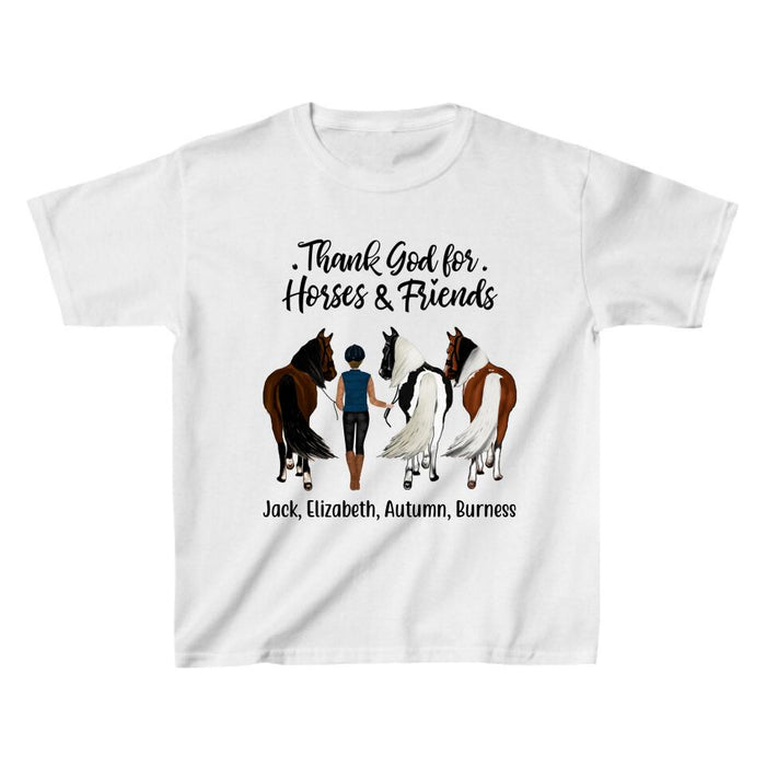 Thank God for Horses & Friends - Personalized Shirt For Her, Horse Lovers