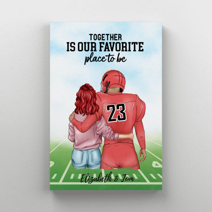 Together Is Our Favorite Place to Be - Personalized Canvas for Couples, American Football