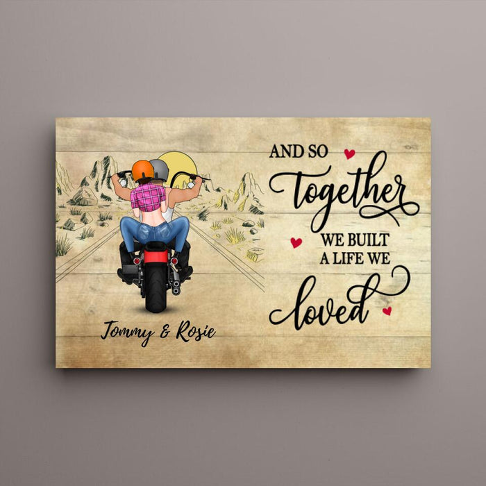 And So Together We Built a Life We Loved - Personalized Canvas for Couple, Motorcycle Lovers