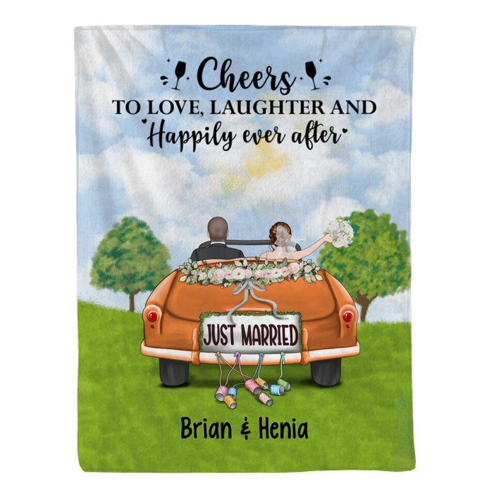 Personalized Blanket, Cheers To Love Laughter And Happily Ever After, Wedding Gifts, Marriage Anniversary Gifts