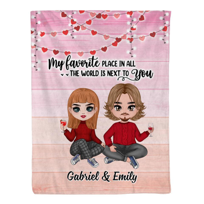 My Favorite Place In All The World - Personalized Blanket For Couples, Him, Her, Valentine's Day