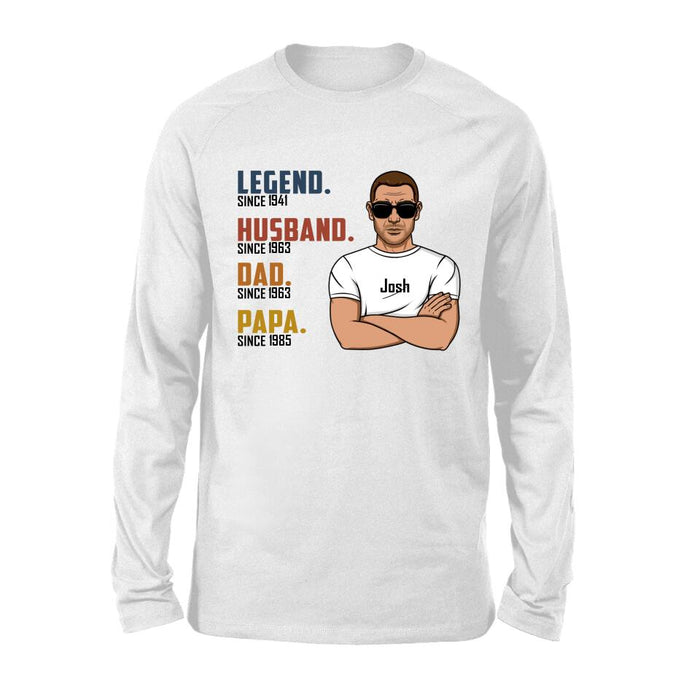 Legend Husband Dad Papa - Personalized Gifts Custom Shirt for Grandpa for Dad