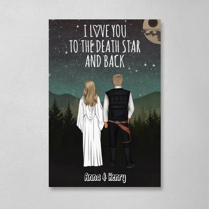 I Love You To The Death Star And Back - Personalized Canvas For Couple, Anniversary Valentines Day Gift