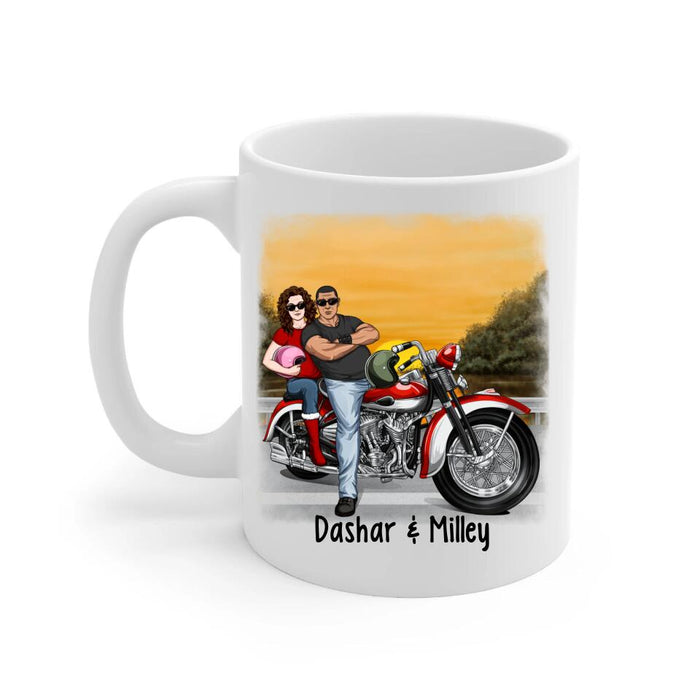 Personalized Mug, You Make My Heart Go Braaaaap - Motorcycle Couple Front View, Gift For Motorcycle Lovers