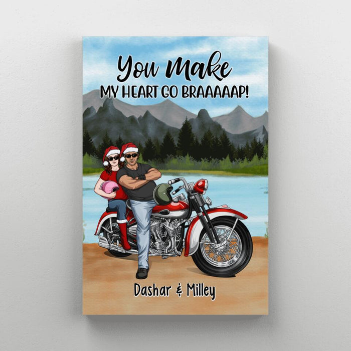 Personalized Canvas/Poster, Riding Partners For Life - Motorcycle Couple Front View, Gift For Motorcycle Lovers