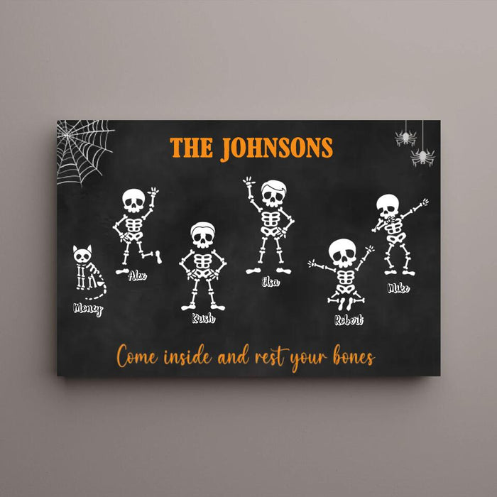 Skeleton Skull Come in and Rest Your Bones - Personalized Gifts Custom Canvas for Family, Halloween Wall Art