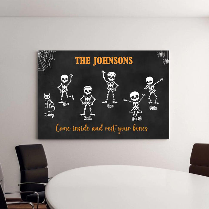 Skeleton Skull Come in and Rest Your Bones - Personalized Gifts Custom Canvas for Family, Halloween Wall Art